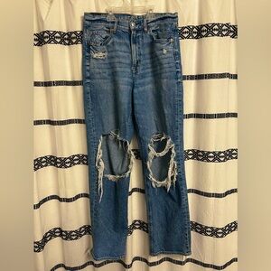 American Eagle Strigid Ripped Highest Waist Baggy Straight Jean.